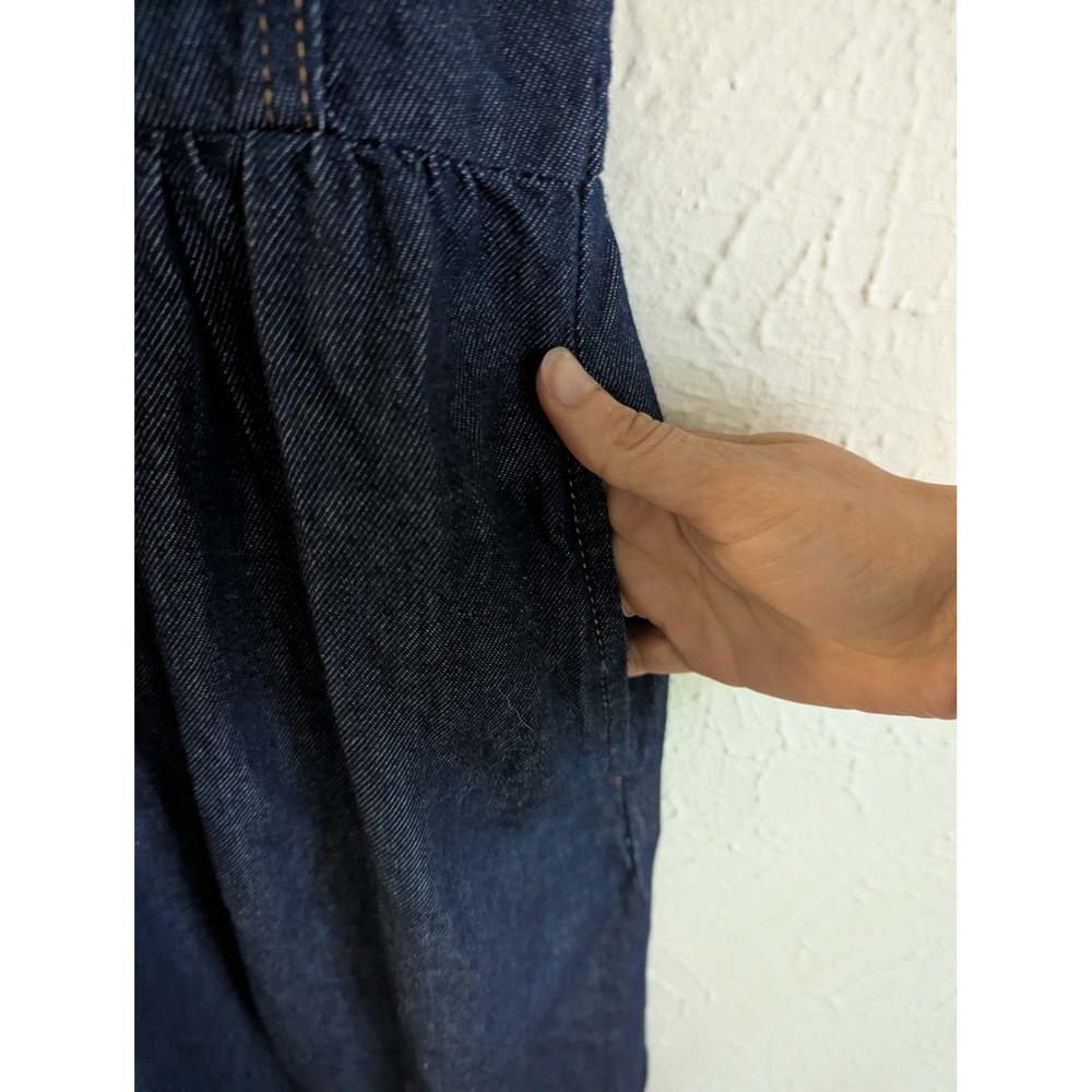 Maye Harper Denim Midi Dress Blue Button Front Cotton Size L - Picture 4 of 7